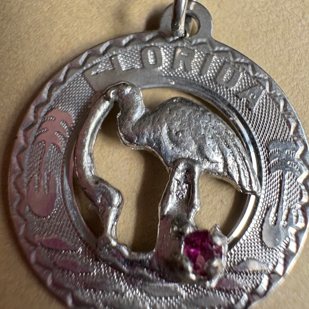 Vintage Florida flamingo Sterling charm